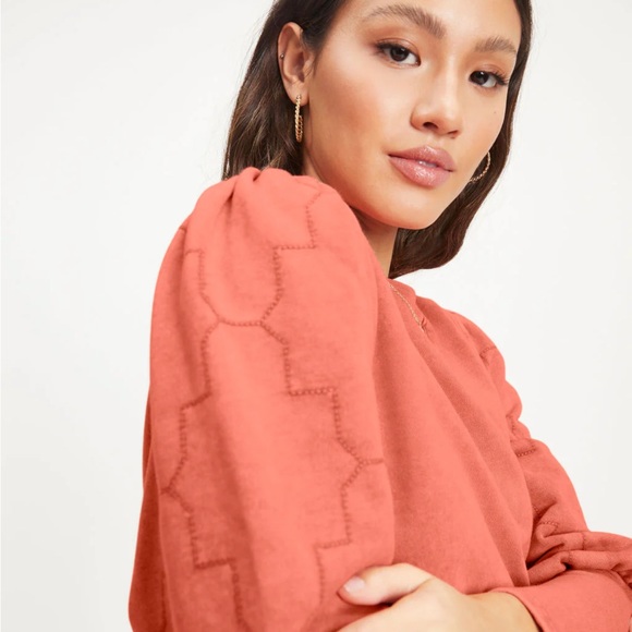 *VICI COLLECTION* Conquer The World Cotton Puff Sleeve Sweatshirt, NWT, Medium. - Picture 4 of 5